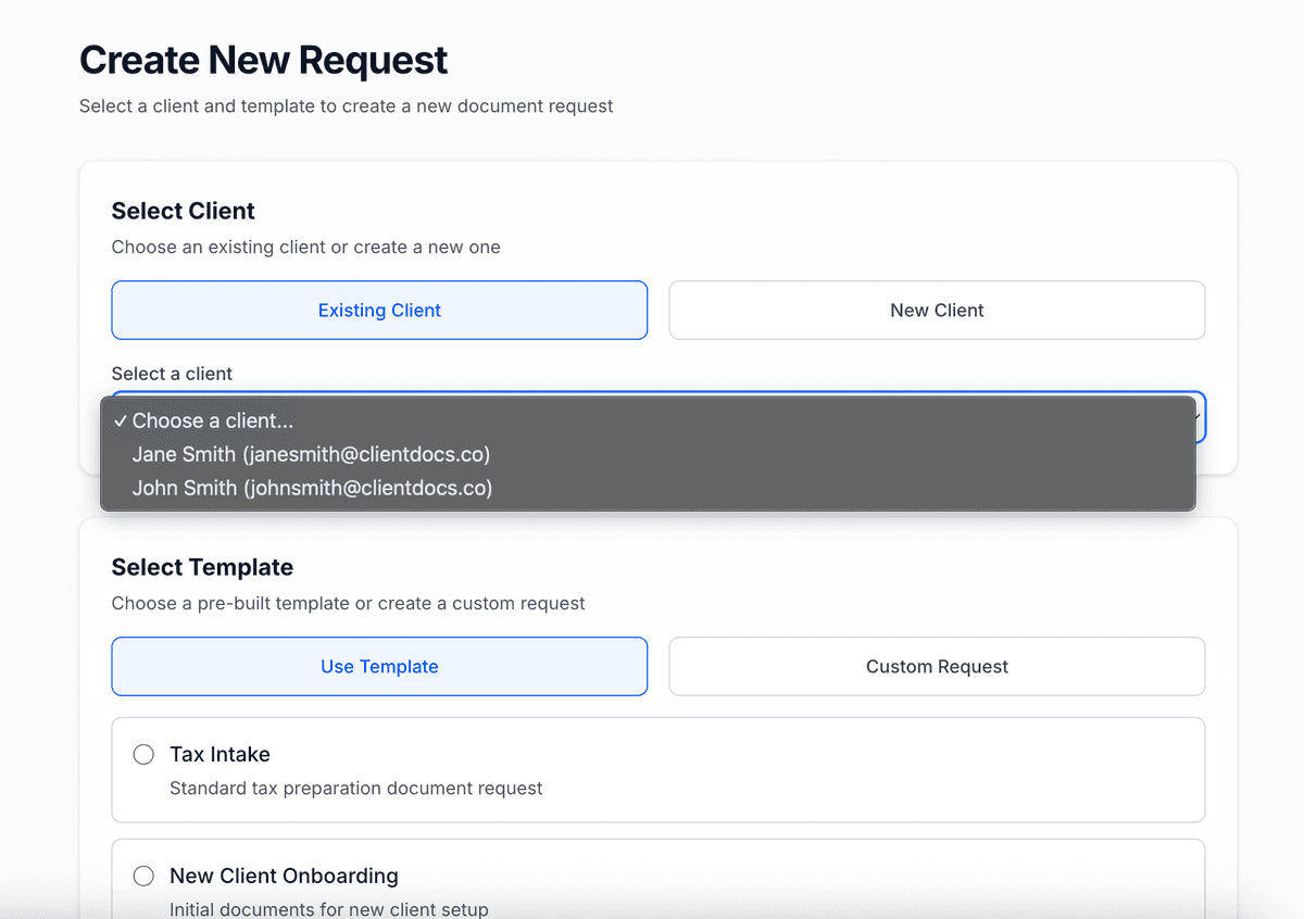 Create document request