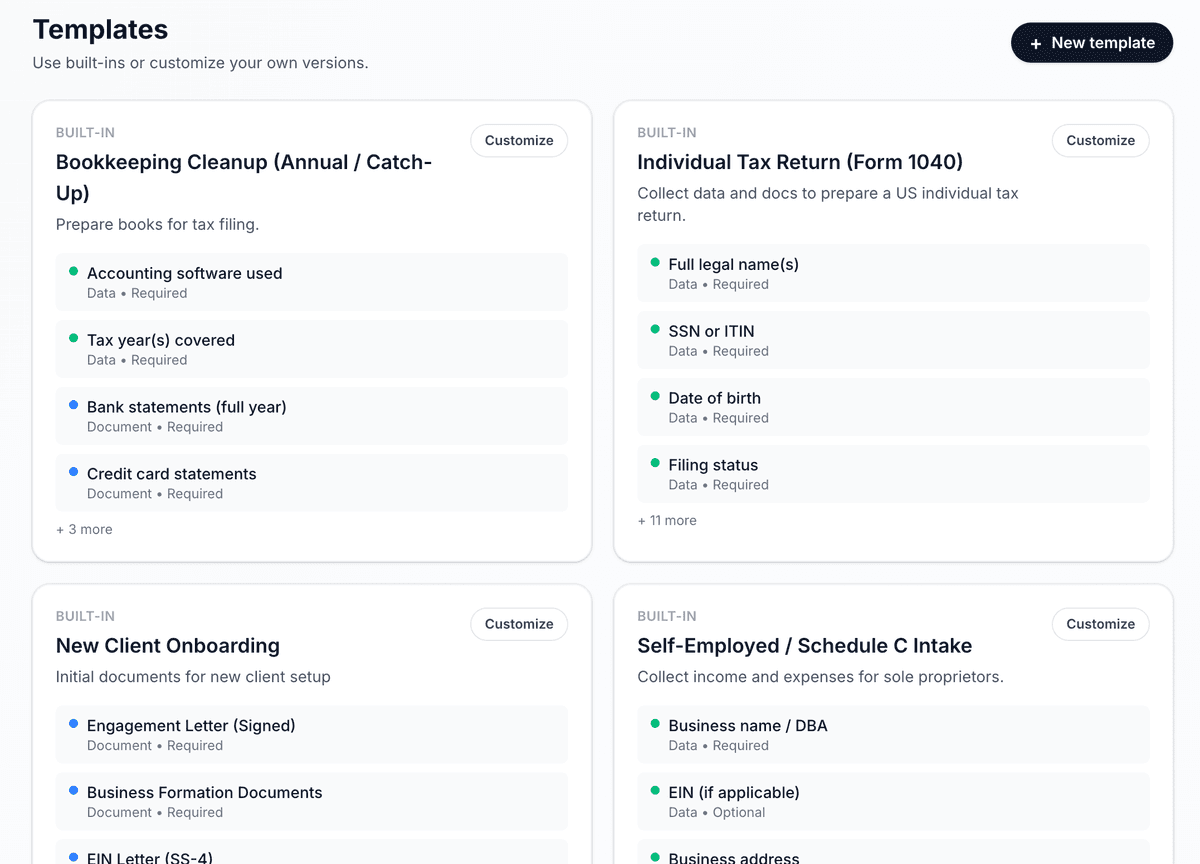 Pre-built templates library